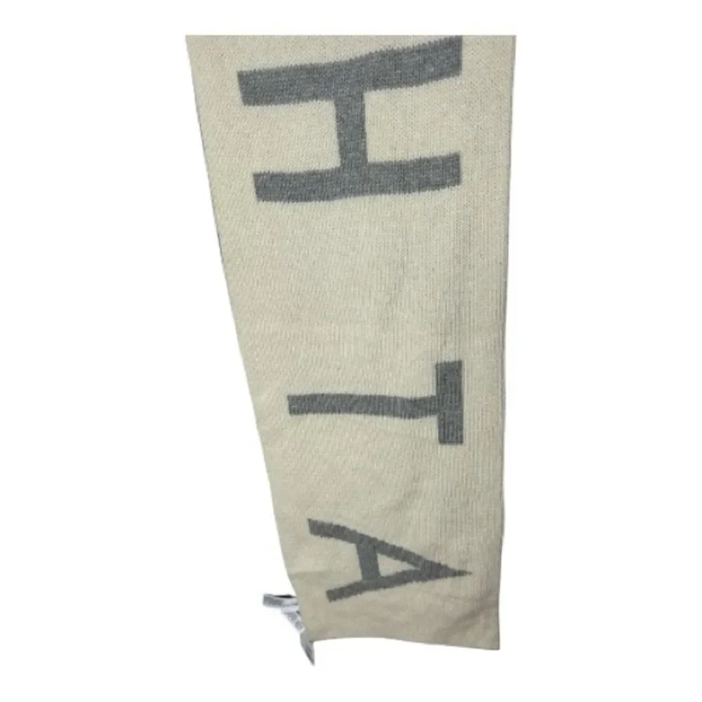 Athleta Cream and Gray Wool/Cashmere Knit Scarf. NWT.